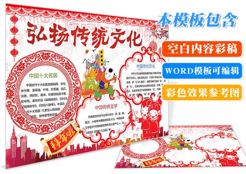 喜庆中国风弘扬传统文化的手抄报模版图片怎么制作手抄报