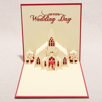美丽集 创意3d立体纸雕手工折纸型贺卡diy新婚祝福礼品 婚礼教堂 教堂