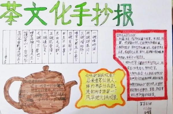 朱明耀自己绘制了茶文化手抄报
