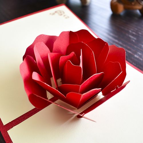 韩国创意情人节立体贺卡护士节卡片个性礼物3d卡片玫瑰