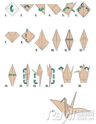 图解折纸鹤