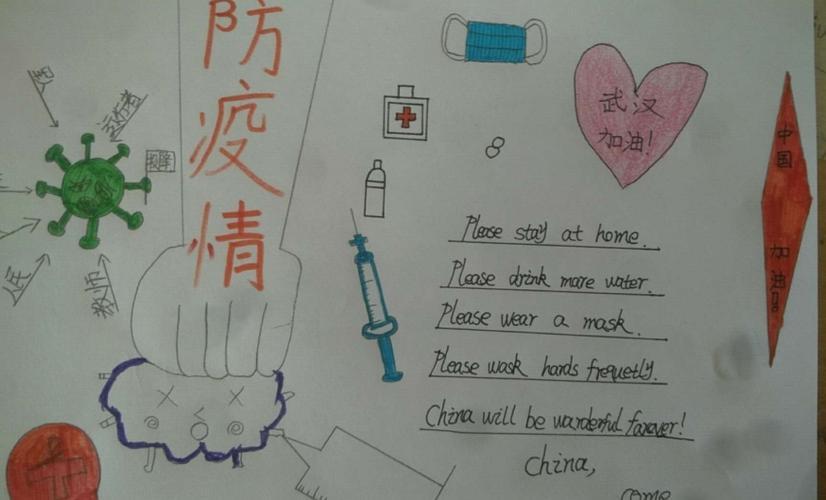 病毒的英语手抄报的画法抗击疫情中国加油主题英语手抄报英语预防新