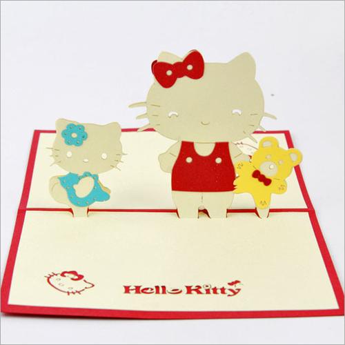 可爱立体贺卡 凯蒂猫hello kitty 创意纸雕惊喜祝福小卡片节日卡
