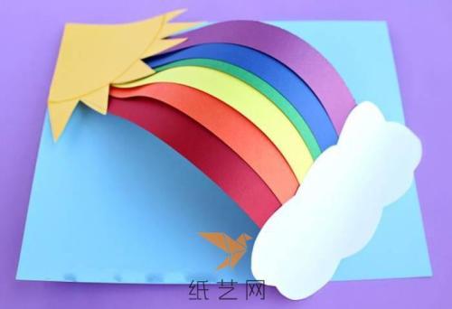 漂亮的儿童手工立体彩虹贺卡 - 纸艺网