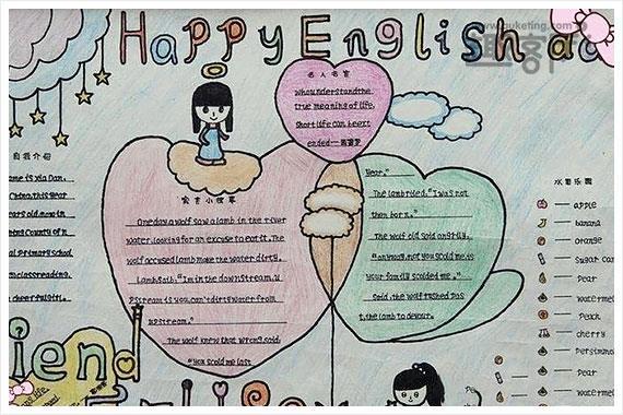 小学六年级英语手抄报英语快乐学习生活.