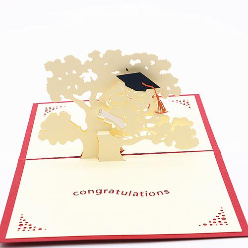 毕业季感恩祝福3d立体贺卡博士帽送同学手工创意礼物精美感谢卡片