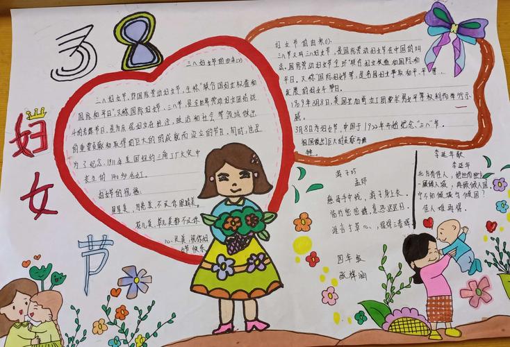 春风十里感谢有你金凤小学四年级庆祝三八妇女节手抄报展示