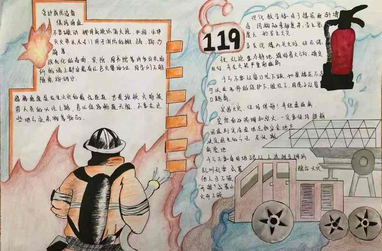 安全伴我成长咸宁东方外国语学校初小学部消防安全手抄报大赛 写