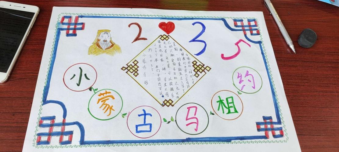 小蒙古马相约2035薛家湾第九小学开展2035年的家乡绘画手抄报