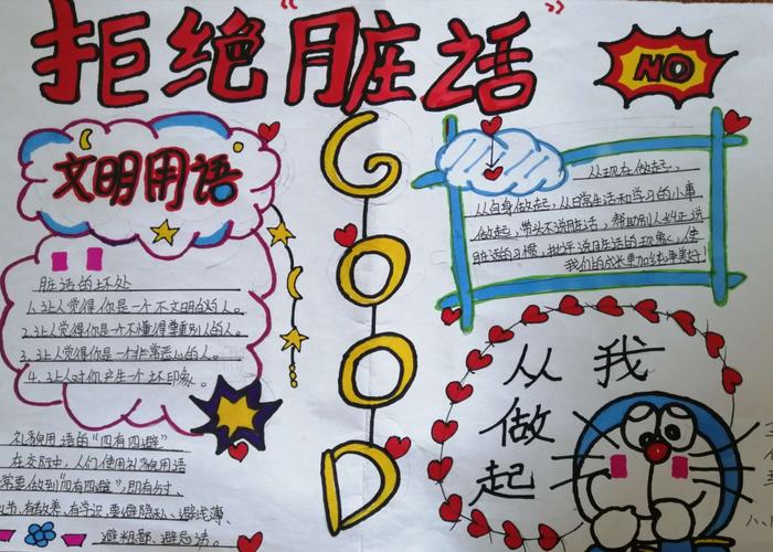 宁津县第二实验中学拒绝脏话文明用语主题手抄报比赛活动圆满结束