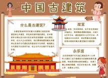 棕色卡通中国古建筑科普手抄报