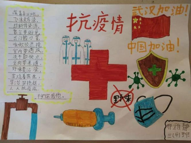 众志成城抗击病毒手抄报图片内容武汉加油中国加油抗击病毒的手抄报