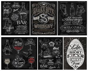 美式海报工业风黑板报手绘线装饰画啤酒桶酒杯装饰插画设计师壁画酒吧
