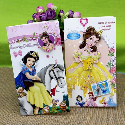 贺卡 热销韩国创意贺卡批发 可爱白雪公主贺卡 特价生日小卡片   上一