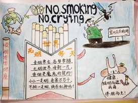 线稿图美好生活拒绝香烟李集镇中心小学无烟日手抄报大吸烟有害健康