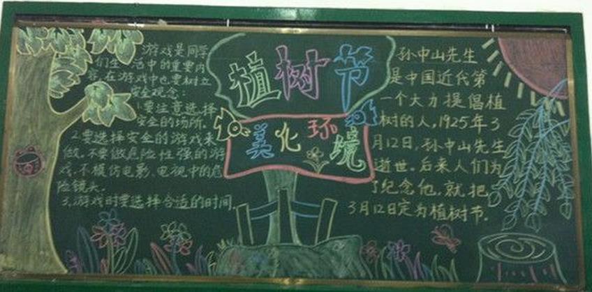 中国 每年3月12日为植树节 文章内容  2017植树节黑板报图片