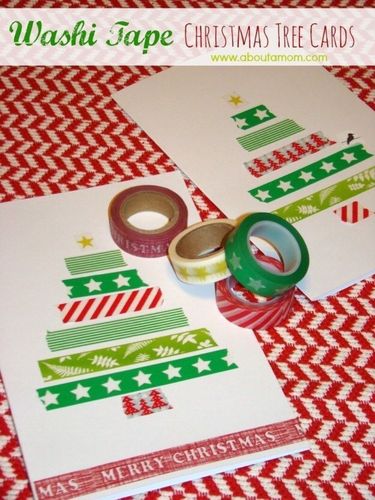 和纸胶带圣诞贺卡圣诞树系列1