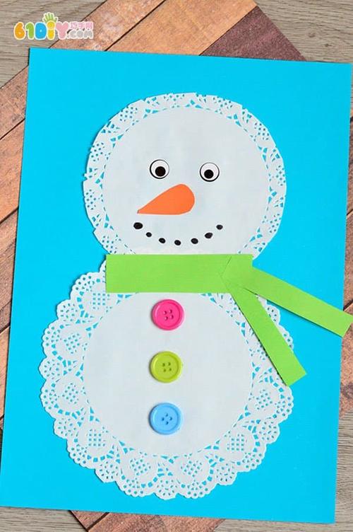幼儿制作可爱的雪人贺卡