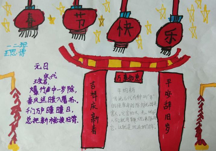 宇航小学一年级二班中国年中国情手抄报闪亮展示
