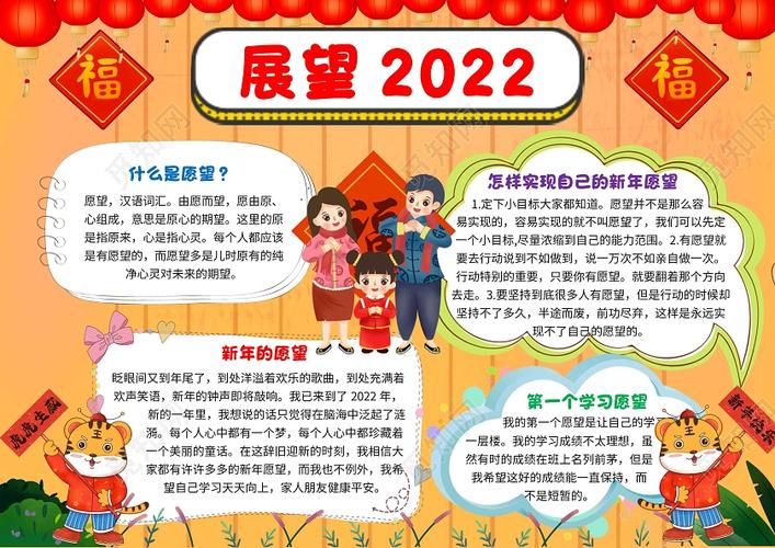 黄色卡通展望20222022新年愿望卡通小报手抄报