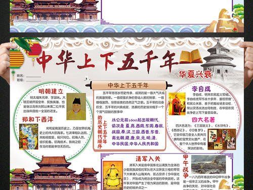 中华上下五千年小报历史手抄报电子小报设计中华上下五千年欧亿手抄报