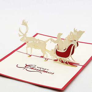 圣诞节贺卡立体圣诞鹿车圣诞卡片节日礼物元旦新年儿童商务定制