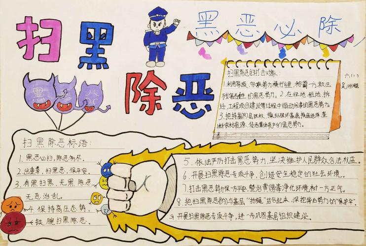 红安县第二小学开展以扫黑除恶预防校园欺凌为主题的手抄报评比