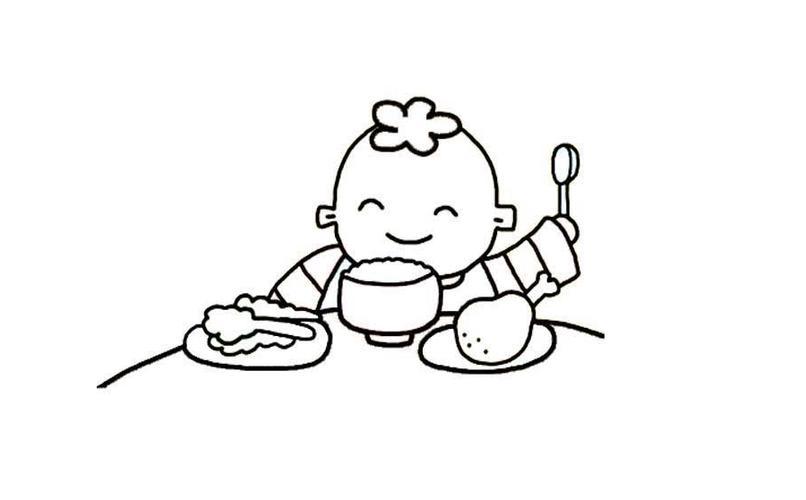 吃饭简笔画漫画幼儿图片