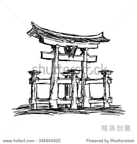 日本皇居简笔画图片