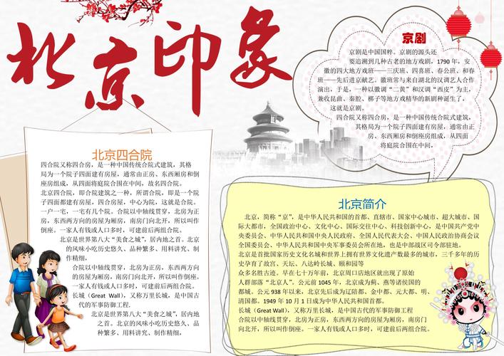 小孩子寒假暑假旅游小报北京印象-手抄报工坊