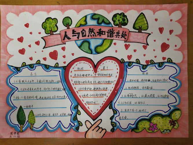 环保之手描绘绿色生活黄草朗小学开展人与自然和谐共生手抄报