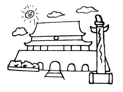 天安门简笔画涂色三年级手抄报 北京天安门手抄报