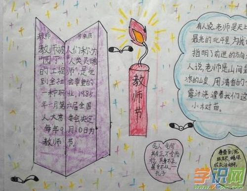 学识网 语文 手抄报 小学生手抄报    教师节是一个感谢老师一年来