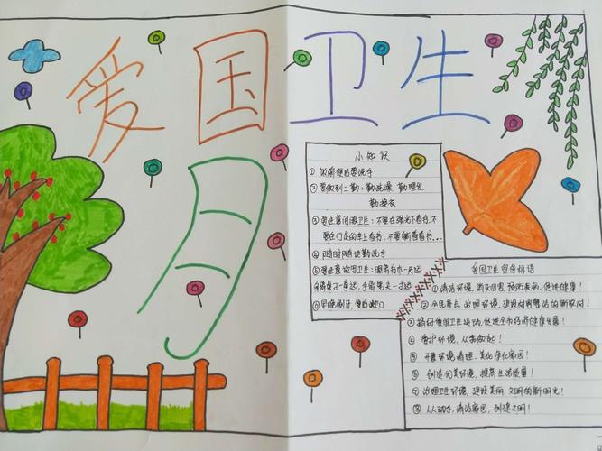 绘出一幅幅美丽的手抄报表达了孩子们的爱护卫生和关注健康的意识