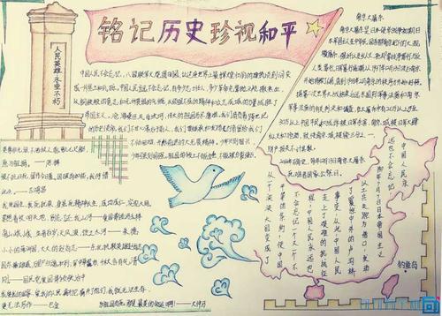 如何画铭记历史珍爱和平手抄报作品 素材 今天是中国人民