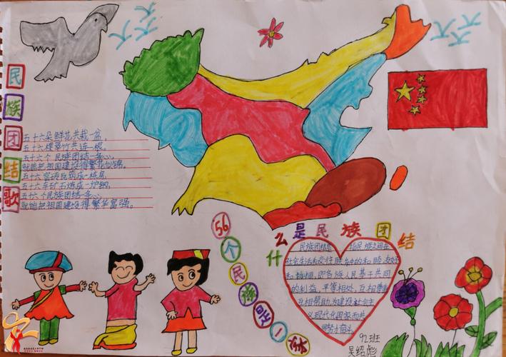 民族团结一家亲南涧县示范小学92班民族团结手抄报制作活动 写