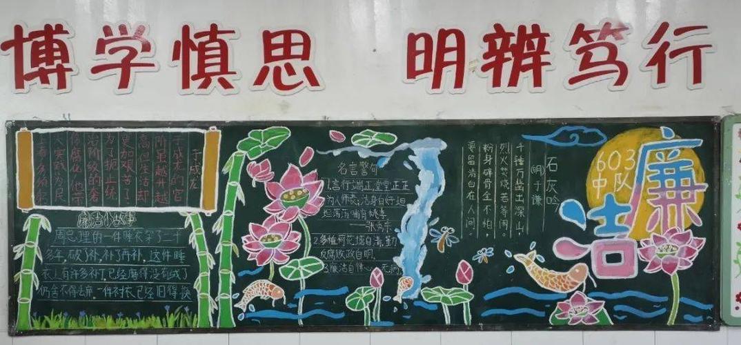 近日灵水中心小学开展了廉洁文化进校黑板报手抄报评选活动在校园