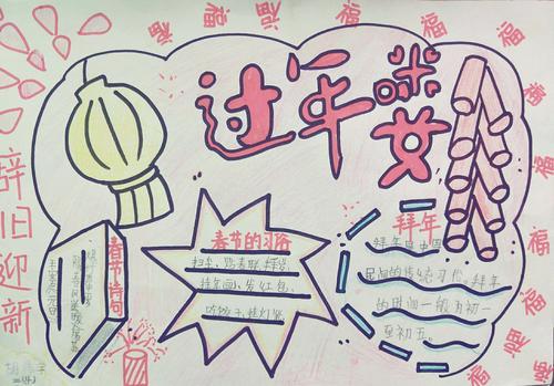 学传统文化品年味书香温泉小学二4班手抄报及书法展示关于孩子的春节