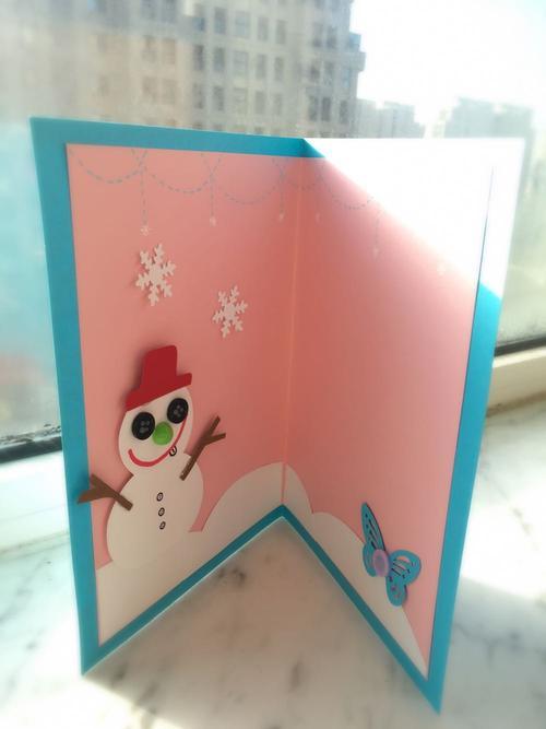 包邮 新年手工贺卡 圣诞节diy成品 材料包 儿童作业 冰 雪人立体