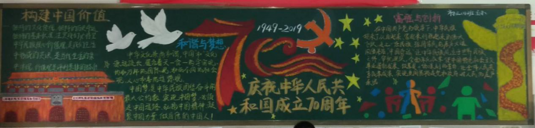 建功新时代我校开展庆祝中华人民共和国成立70周年黑板报展评活动