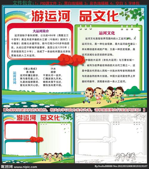 cmyk20元cny关 键 词运河手抄报 运河小报 运河文化小报 游