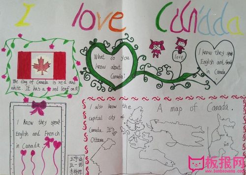 小学生英语手抄报图片我爱加拿大