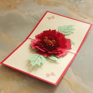 3d立体贺卡牡丹花折叠纸雕 节日通用祝福卡片母亲节创意贺卡卡片