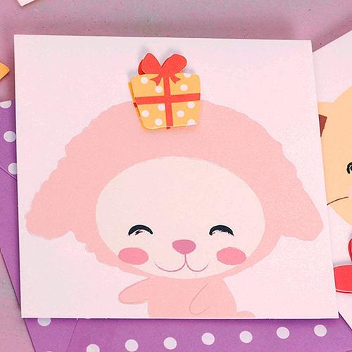 韩版创意贺卡卡通动物立体小贺卡节日通用卡片儿童节感恩贺卡