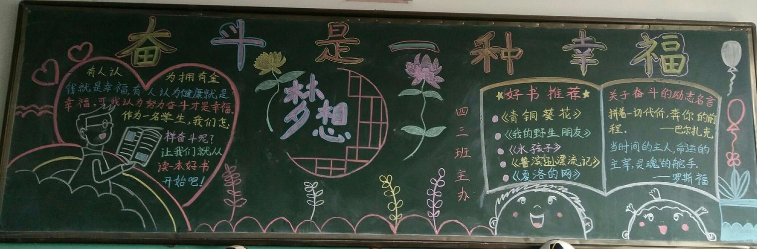 奋斗我幸福主题校园黑板报欣赏 写美篇  每一个汉字都凝聚着班级的