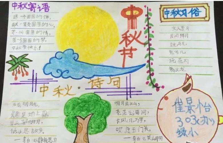 手抄报作品赏析每年中秋节老师都会让同学们画一幅关于中秋节的手抄报
