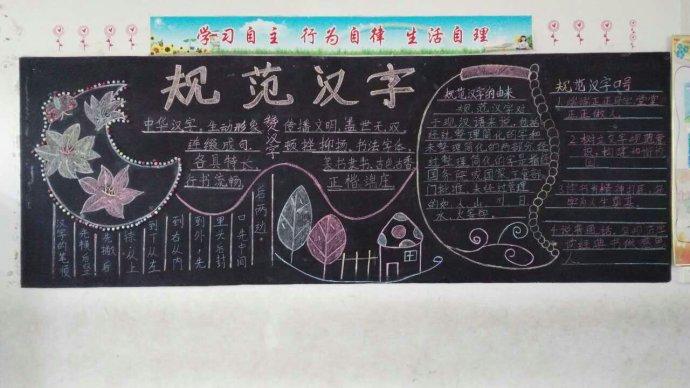 汉字黑板报的有关图片大全 中国汉字黑板报规范汉字黑板报中国汉字