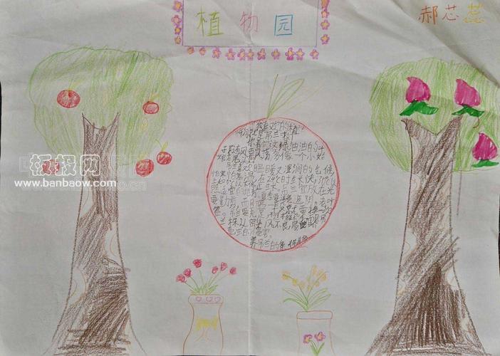 小学生植物园手抄报版面设计图 - 生物手抄报 - 老师板报网