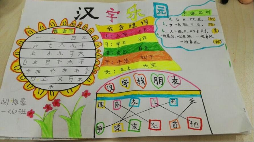识字手抄报图片大全中国风有趣的汉字识字手抄报黑白线描小报趣味识字