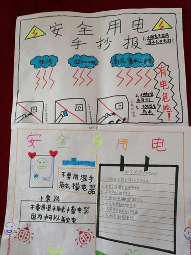 汤阴县任固镇岳儿寨中心小学四一班关于校园防欺凌和安全用电的手抄报